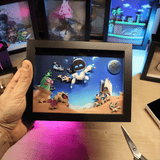 Dioramax - Cadre lumineux LED Astrobot | Déco Gaming-room | Tableau lumineux | Affiche jeux vidéo | Idée cadeau gamer | Retro-gaming