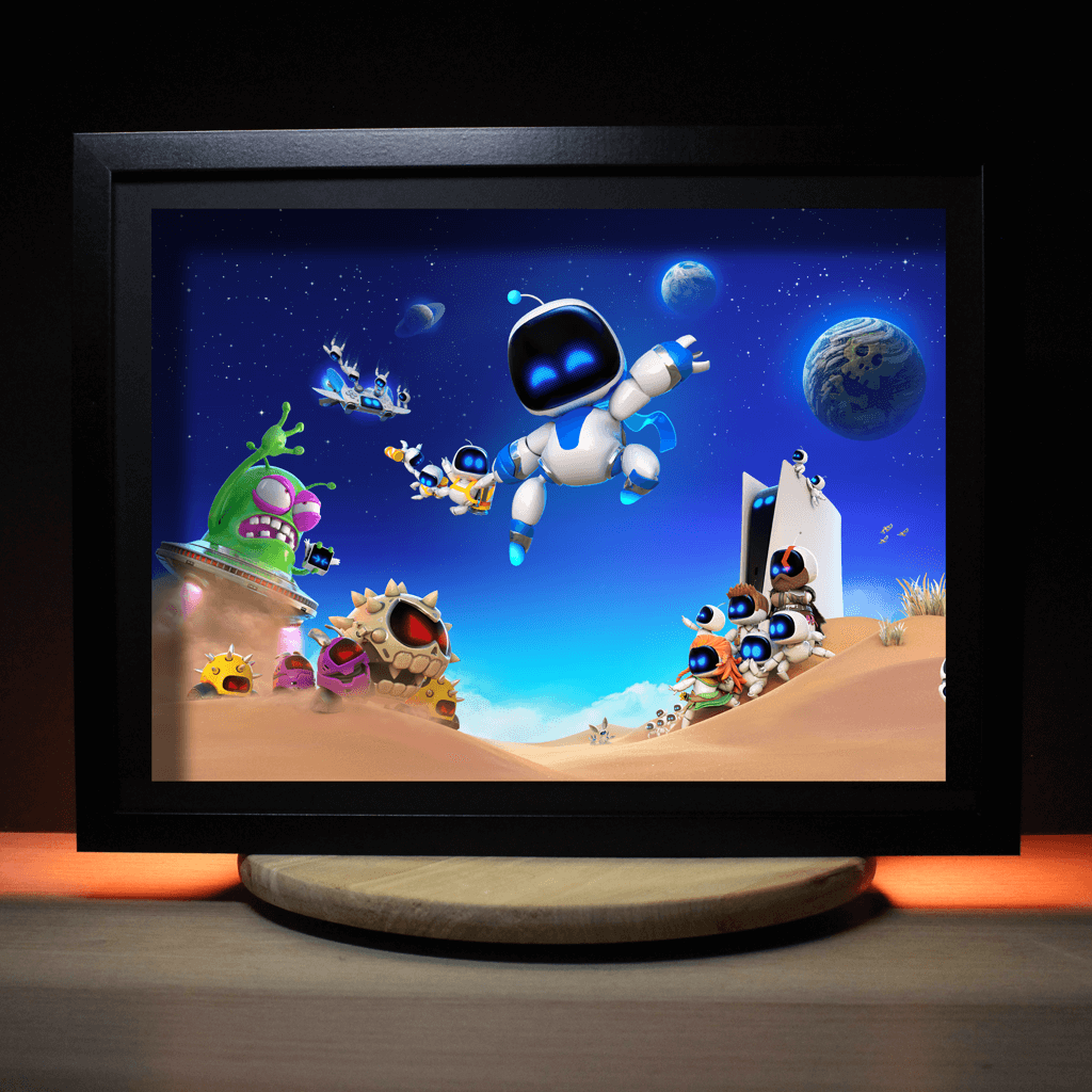 Dioramax - Cadre lumineux LED Astrobot | Déco Gaming-room | Tableau lumineux | Affiche jeux vidéo | Idée cadeau gamer | Retro-gaming