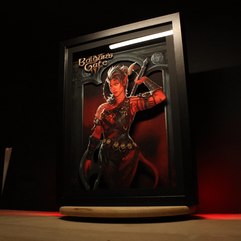 Dioramax - Cadre lumineux LED BG3 | Déco Gaming-room | Tableau lumineux | Affiche jeux vidéo | Idée cadeau gamer | Retro-gaming