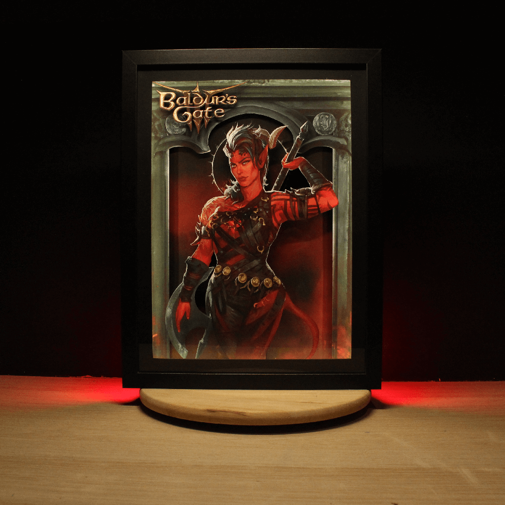 Dioramax - Cadre lumineux LED BG3 | Déco Gaming-room | Tableau lumineux | Affiche jeux vidéo | Idée cadeau gamer | Retro-gaming