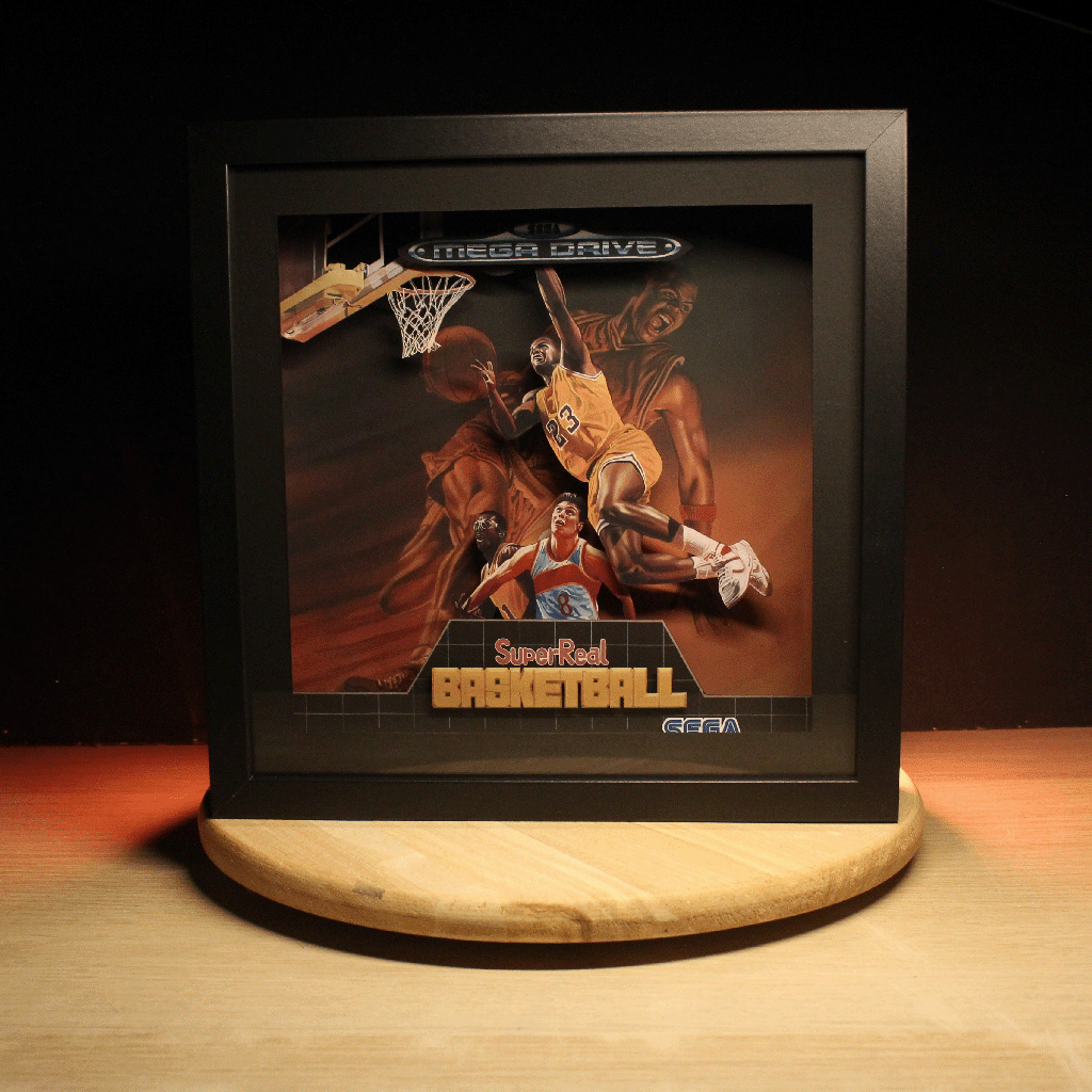 Dioramax - Cadre lumineux LED SuperReal Basketball | Déco Gaming-room | Tableau lumineux | Affiche jeux vidéo | Idée cadeau gamer | Retro-gaming