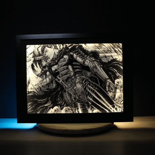 Dioramax - Cadre lumineux LED Berserk | Déco Gaming-room | Tableau lumineux | Affiche jeux vidéo | Idée cadeau gamer | Retro-gaming