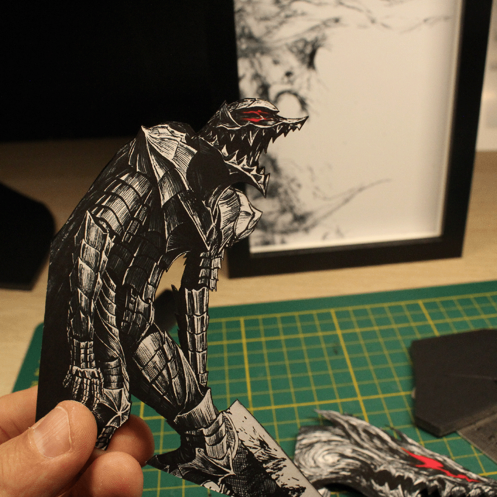 Dioramax - Cadre lumineux LED Berserk | Déco Gaming-room | Tableau Final Fantasy VII | Affiche jeux vidéo | Idée cadeau gamer | Retro-gaming