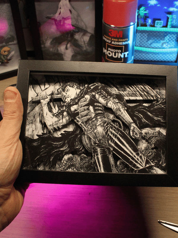 Dioramax - Cadre lumineux LED Berserk | Déco Gaming-room | Tableau lumineux | Affiche jeux vidéo | Idée cadeau gamer | Retro-gaming
