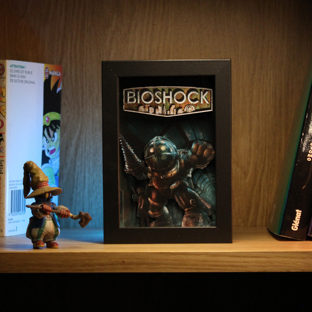 Dioramax - Cadre lumineux LED Bioshock | Déco Gaming-room | Tableau lumineux | Affiche jeux vidéo | Idée cadeau gamer | Retro-gaming