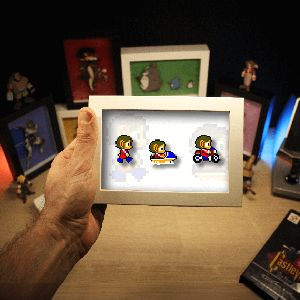 Dioramax - Cadre lumineux LED Alex Kidd | Déco Gaming-room | Tableau lumineux | Affiche jeux vidéo | Idée cadeau gamer | Retro-gaming