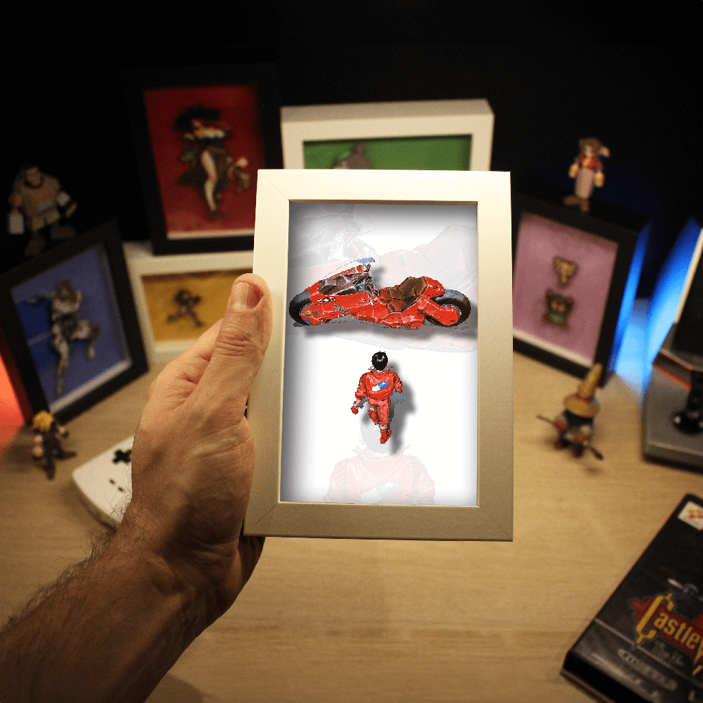 Dioramax - Cadre lumineux LED Akira | Déco Gaming-room | Tableau lumineux | Affiche jeux vidéo | Idée cadeau gamer | Retro-gaming