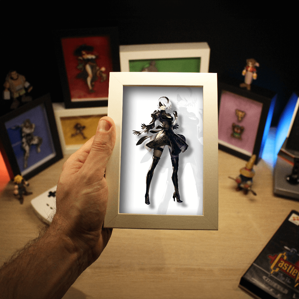 Dioramax - Cadre lumineux LED Nier | Déco Gaming-room | Tableau lumineux | Affiche jeux vidéo | Idée cadeau gamer | Retro-gaming