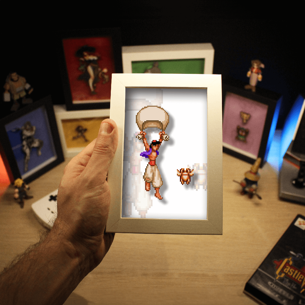 Dioramax - Cadre lumineux LED Aladdin | Déco Gaming-room | Tableau lumineux | Affiche jeux vidéo | Idée cadeau gamer | Retro-gaming
