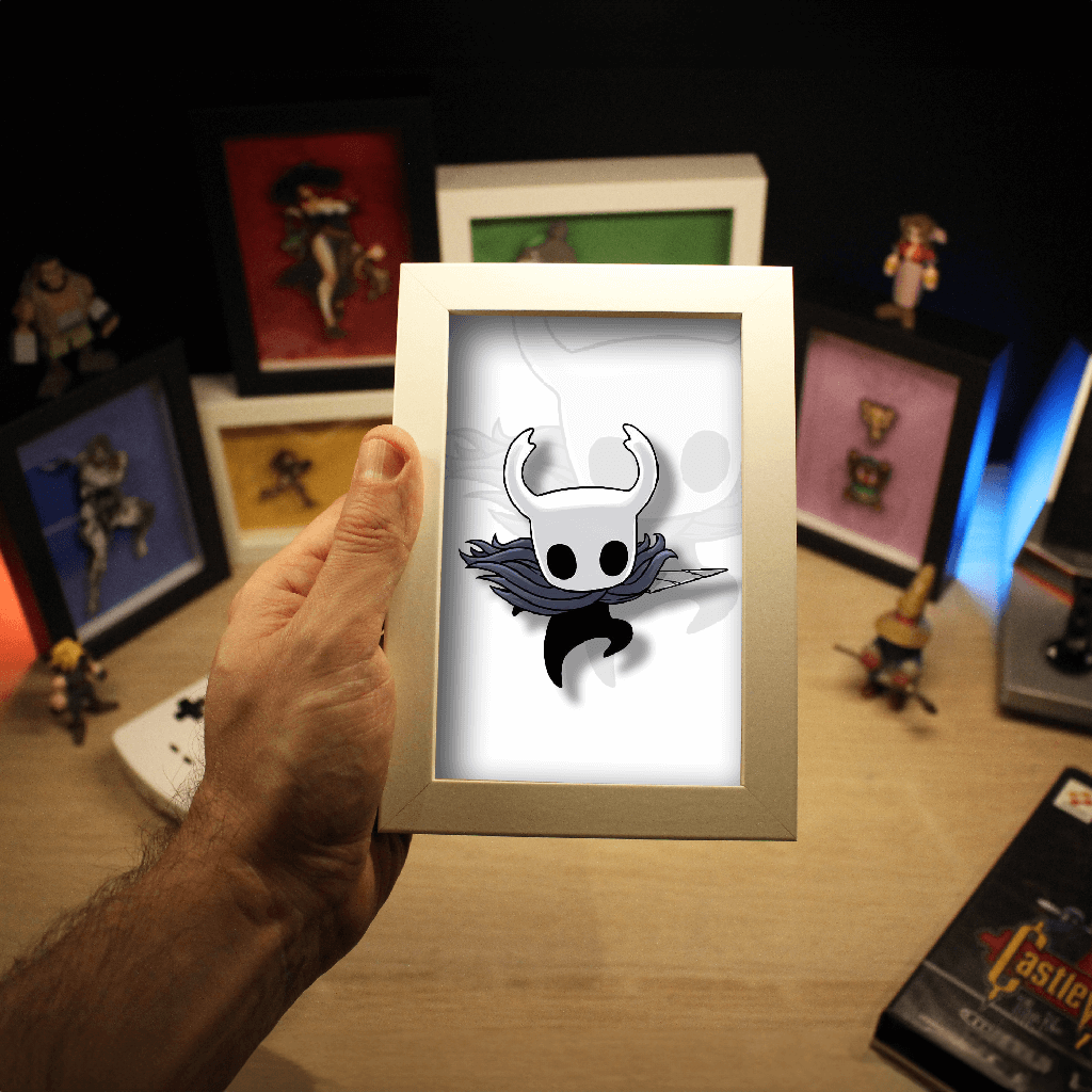 Dioramax - Cadre lumineux LED Hollow knight | Déco Gaming-room | Tableau lumineux | Affiche jeux vidéo | Idée cadeau gamer | Retro-gaming