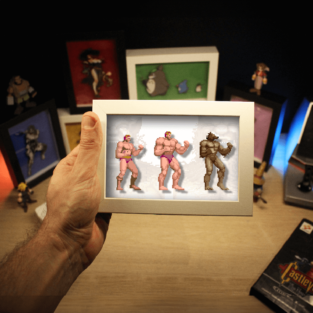 Dioramax - Cadre lumineux LED Altered Beast | Déco Gaming-room | Tableau lumineux | Affiche jeux vidéo | Idée cadeau gamer | Retro-gaming