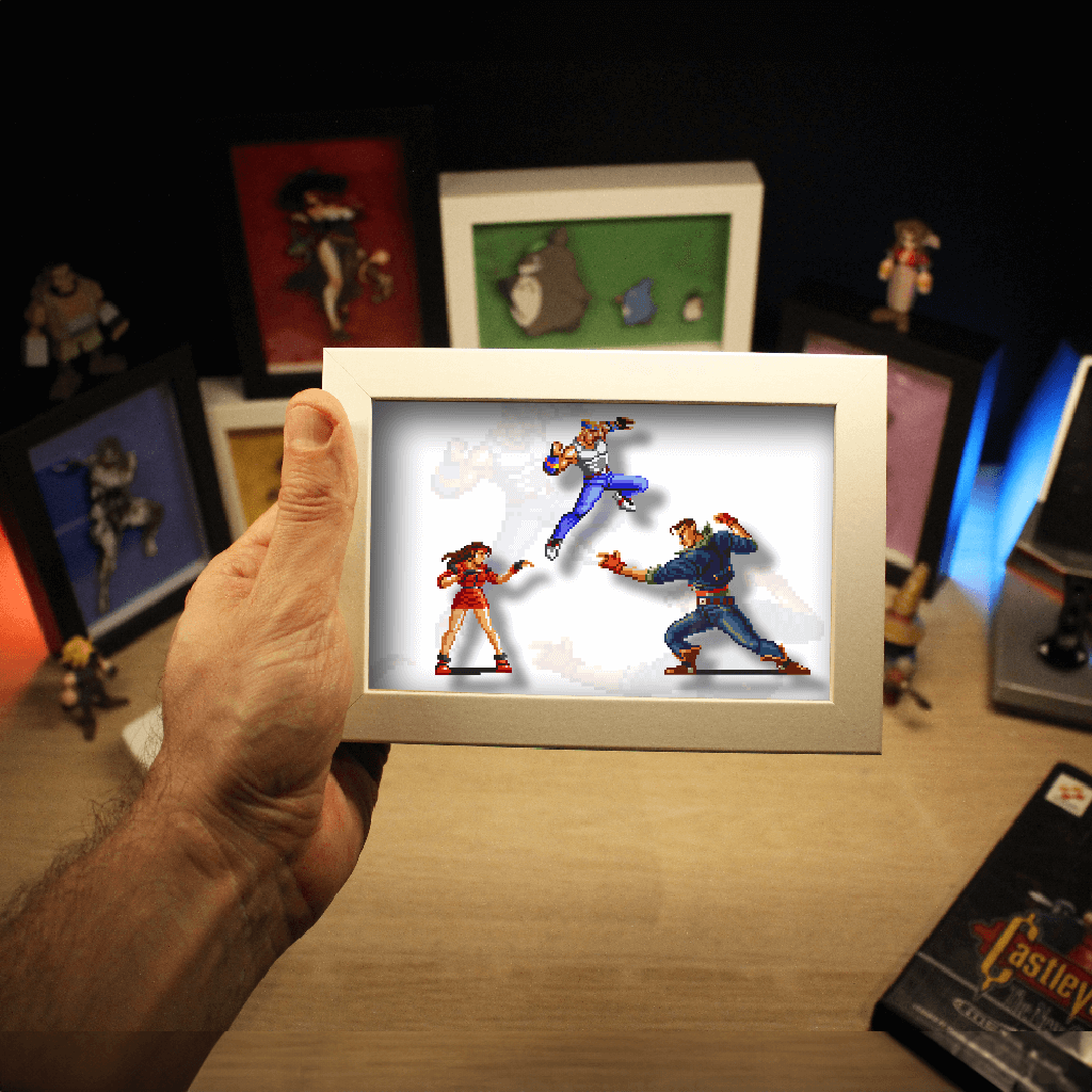 Dioramax - Cadre lumineux LED Street of Rage | Déco Gaming-room | Tableau lumineux | Affiche jeux vidéo | Idée cadeau gamer | Retro-gaming
