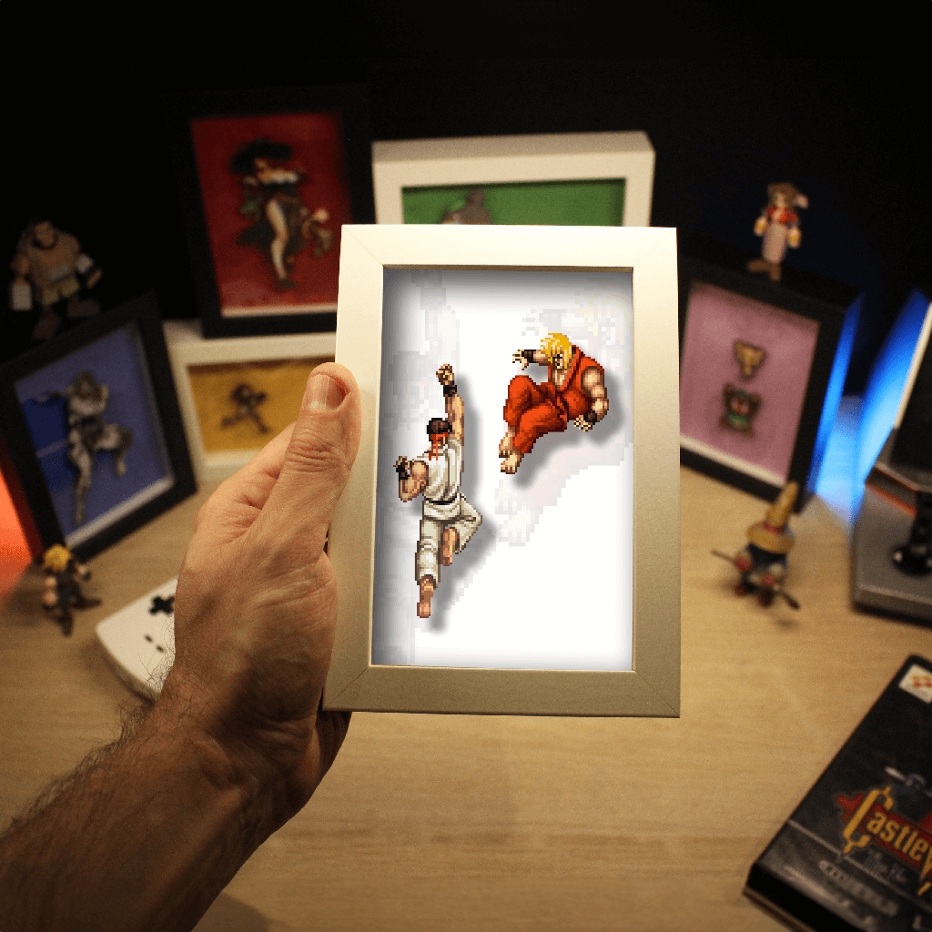 Dioramax - Cadre lumineux LED Street Fighters 2 | Déco Gaming-room | Tableau lumineux | Affiche jeux vidéo | Idée cadeau gamer | Retro-gaming