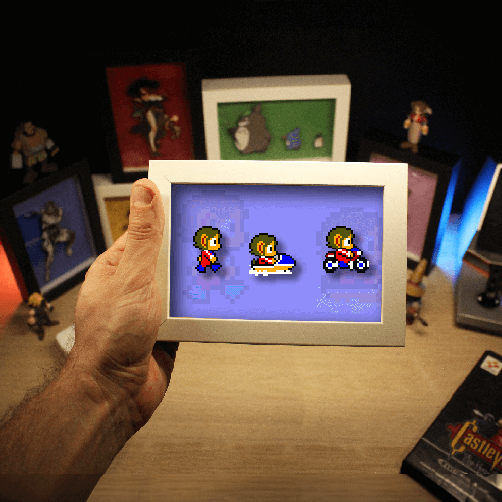 Dioramax - Cadre lumineux LED Alex Kidd | Déco Gaming-room | Tableau lumineux | Affiche jeux vidéo | Idée cadeau gamer | Retro-gaming