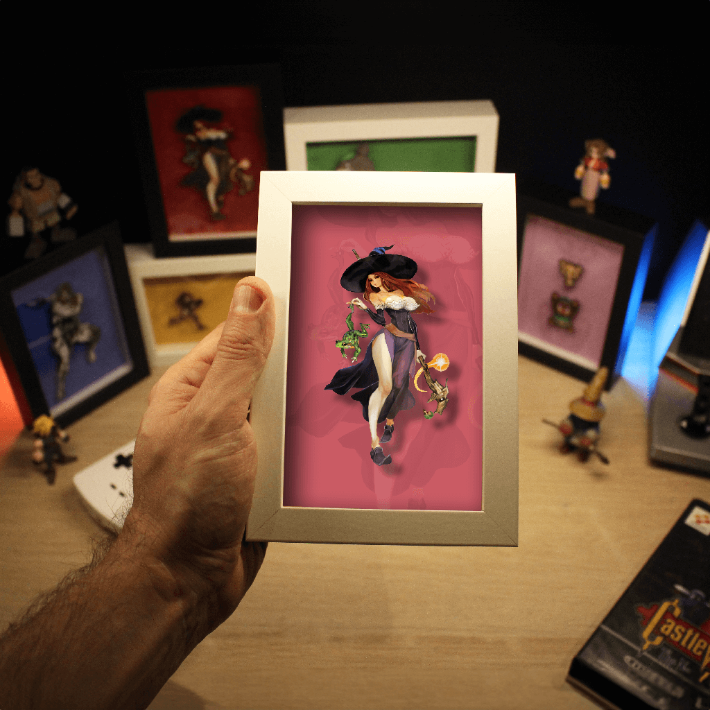 Dioramax - Cadre lumineux LED Dragon's crown | Déco Gaming-room | Tableau lumineux | Affiche jeux vidéo | Idée cadeau gamer | Retro-gaming