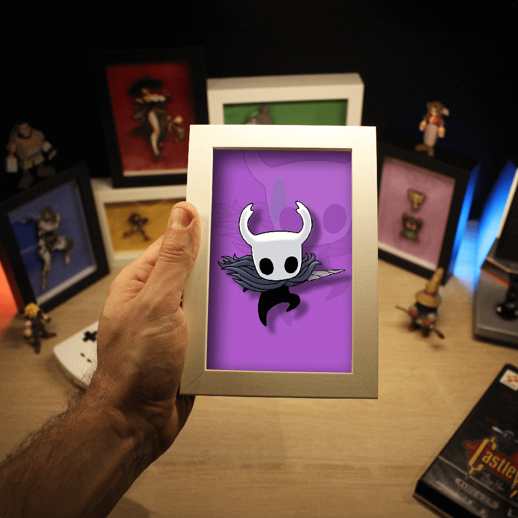Dioramax - Cadre lumineux LED Hollow knight | Déco Gaming-room | Tableau lumineux | Affiche jeux vidéo | Idée cadeau gamer | Retro-gaming