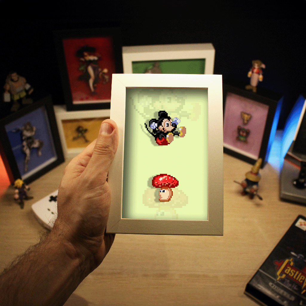 Dioramax - Cadre lumineux LED Castle of illusion| Déco Gaming-room | Tableau lumineux | Affiche jeux vidéo | Idée cadeau gamer | Retro-gaming