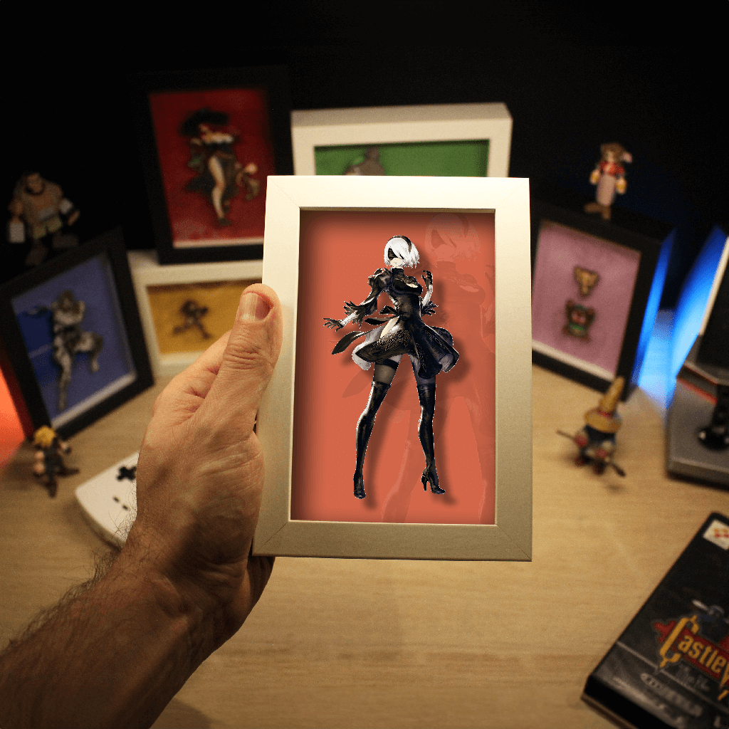Dioramax - Cadre lumineux LED Nier | Déco Gaming-room | Tableau lumineux | Affiche jeux vidéo | Idée cadeau gamer | Retro-gaming