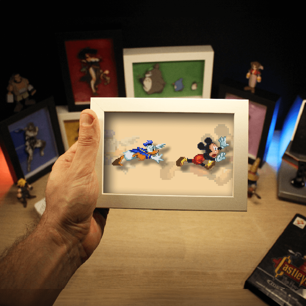 Dioramax - Cadre lumineux LED World of illusions | Déco Gaming-room | Tableau lumineux | Affiche jeux vidéo | Idée cadeau gamer | Retro-gaming