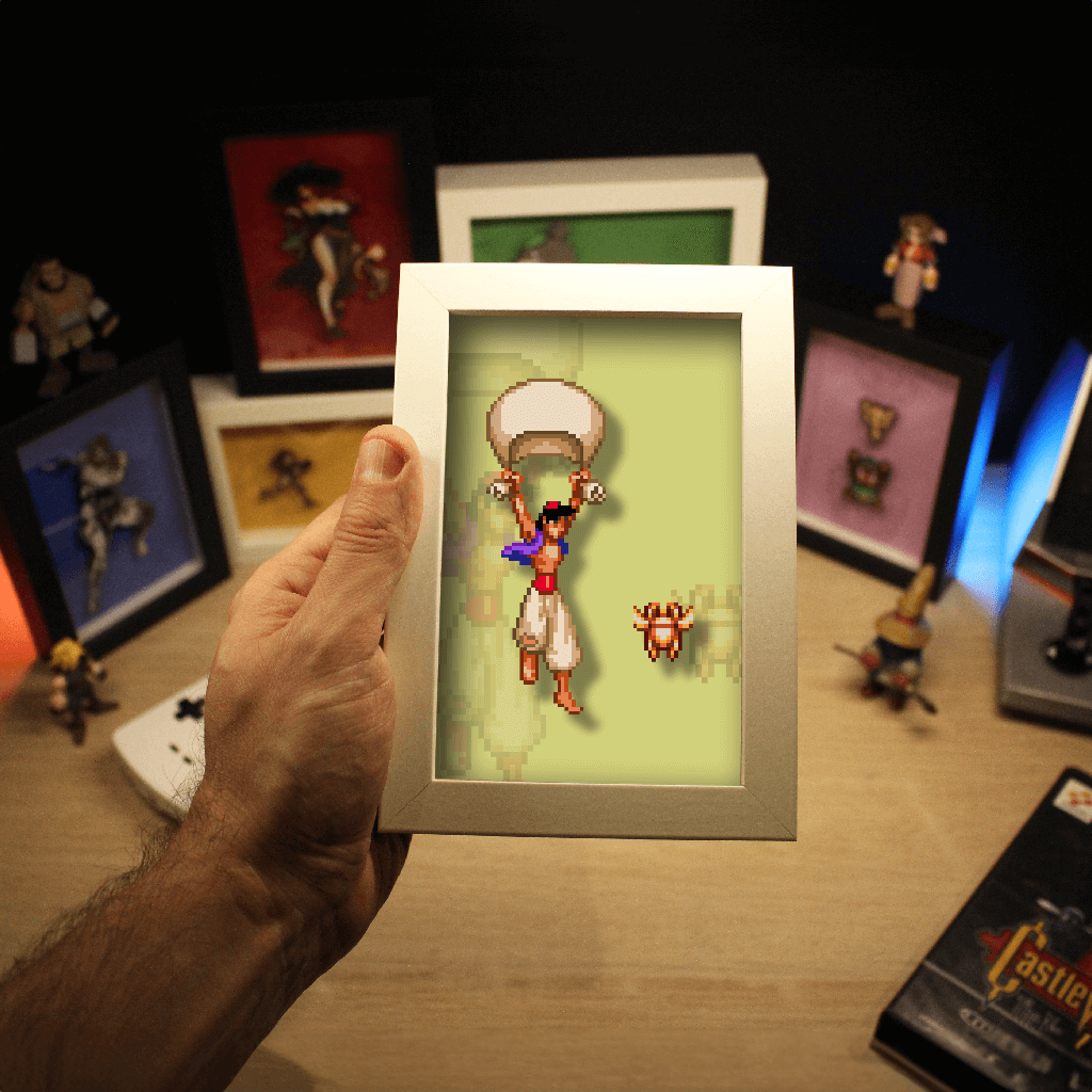 Dioramax - Cadre lumineux LED Aladdin | Déco Gaming-room | Tableau lumineux | Affiche jeux vidéo | Idée cadeau gamer | Retro-gaming