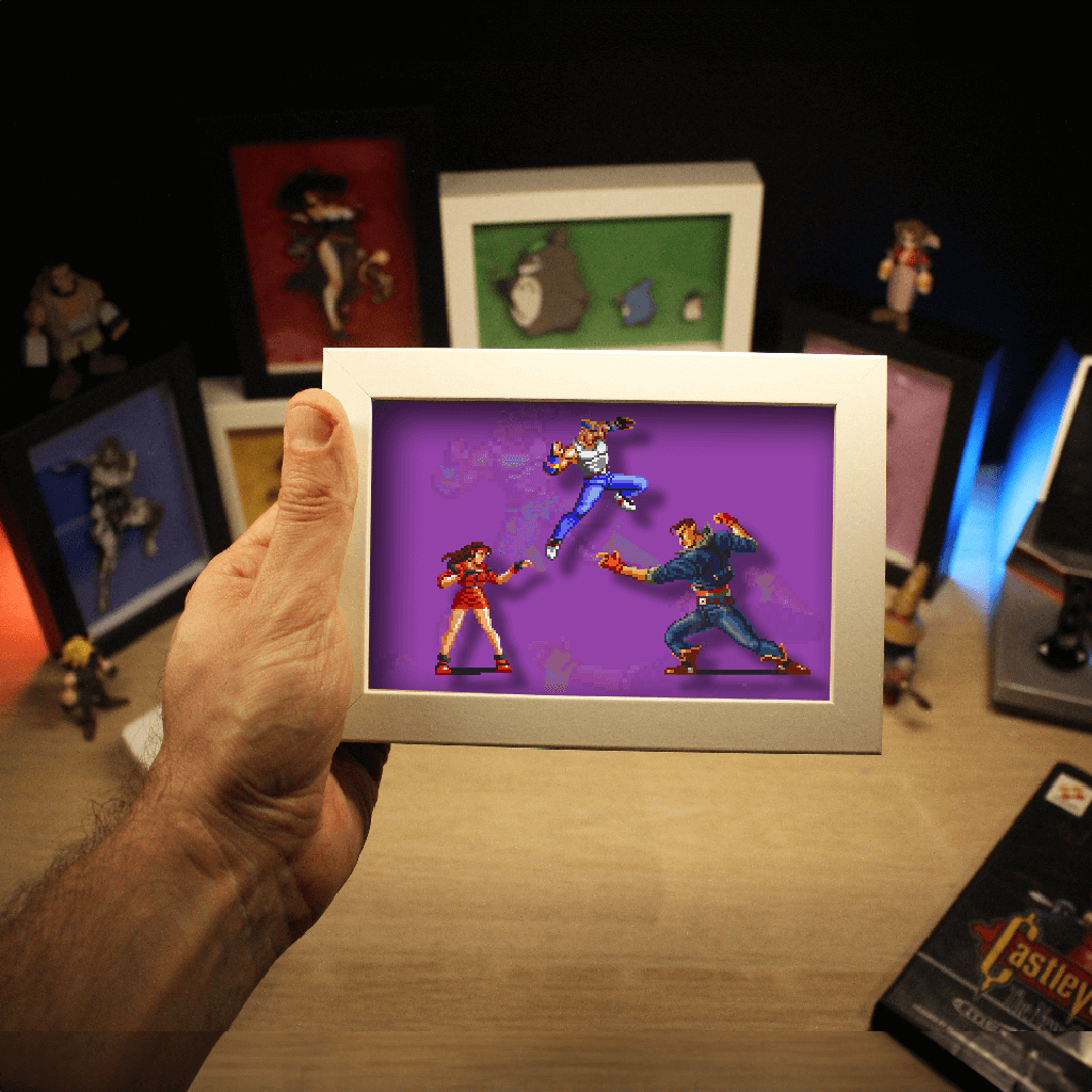Dioramax - Cadre lumineux LED Street of Rage | Déco Gaming-room | Tableau lumineux | Affiche jeux vidéo | Idée cadeau gamer | Retro-gaming