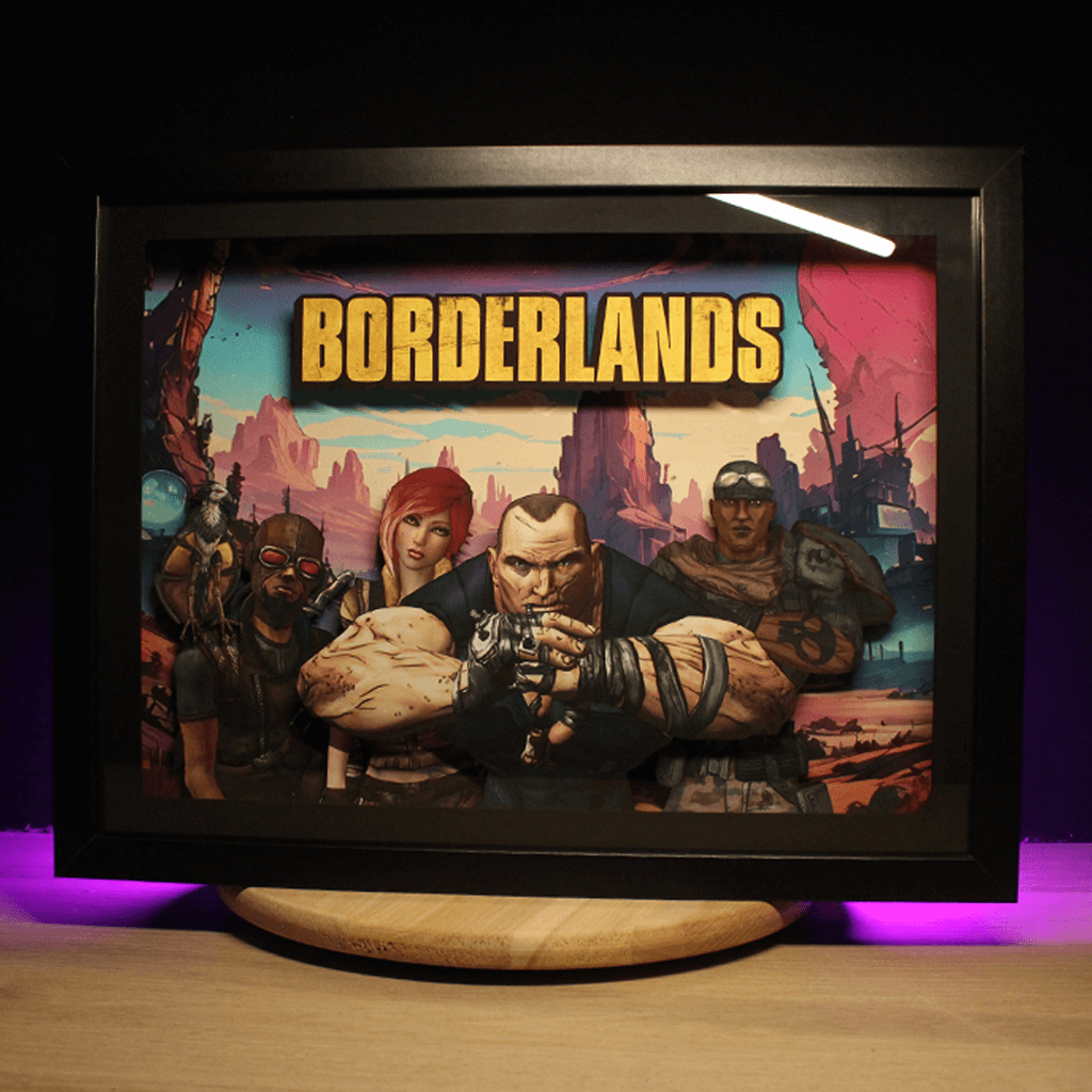 Dioramax - Cadre lumineux LED Borderlands | Déco Gaming-room | Tableau lumineux | Affiche jeux vidéo | Idée cadeau gamer | Retro-gaming