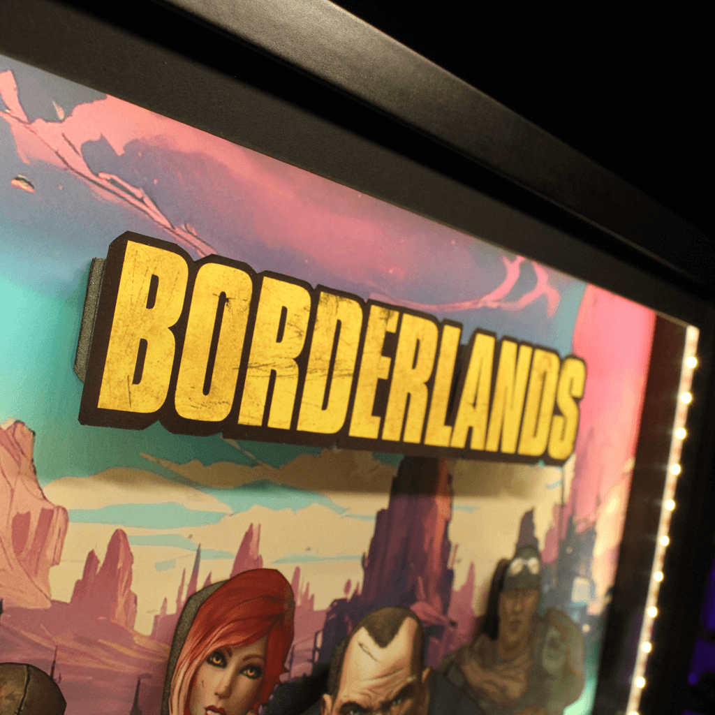 Dioramax - Cadre lumineux LED Borderlands | Déco Gaming-room | Tableau lumineux | Affiche jeux vidéo | Idée cadeau gamer | Retro-gaming