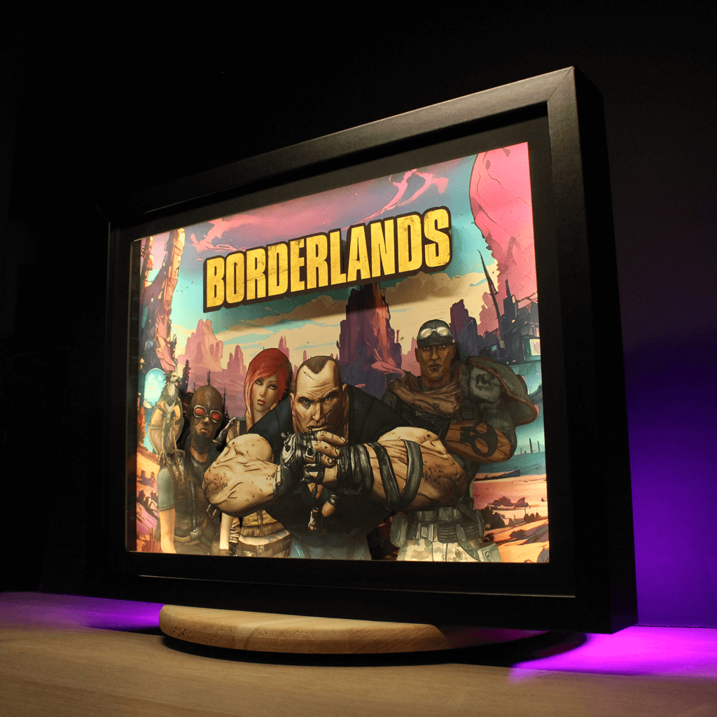Dioramax - Cadre lumineux LED Borderlands | Déco Gaming-room | Tableau lumineux | Affiche jeux vidéo | Idée cadeau gamer | Retro-gaming