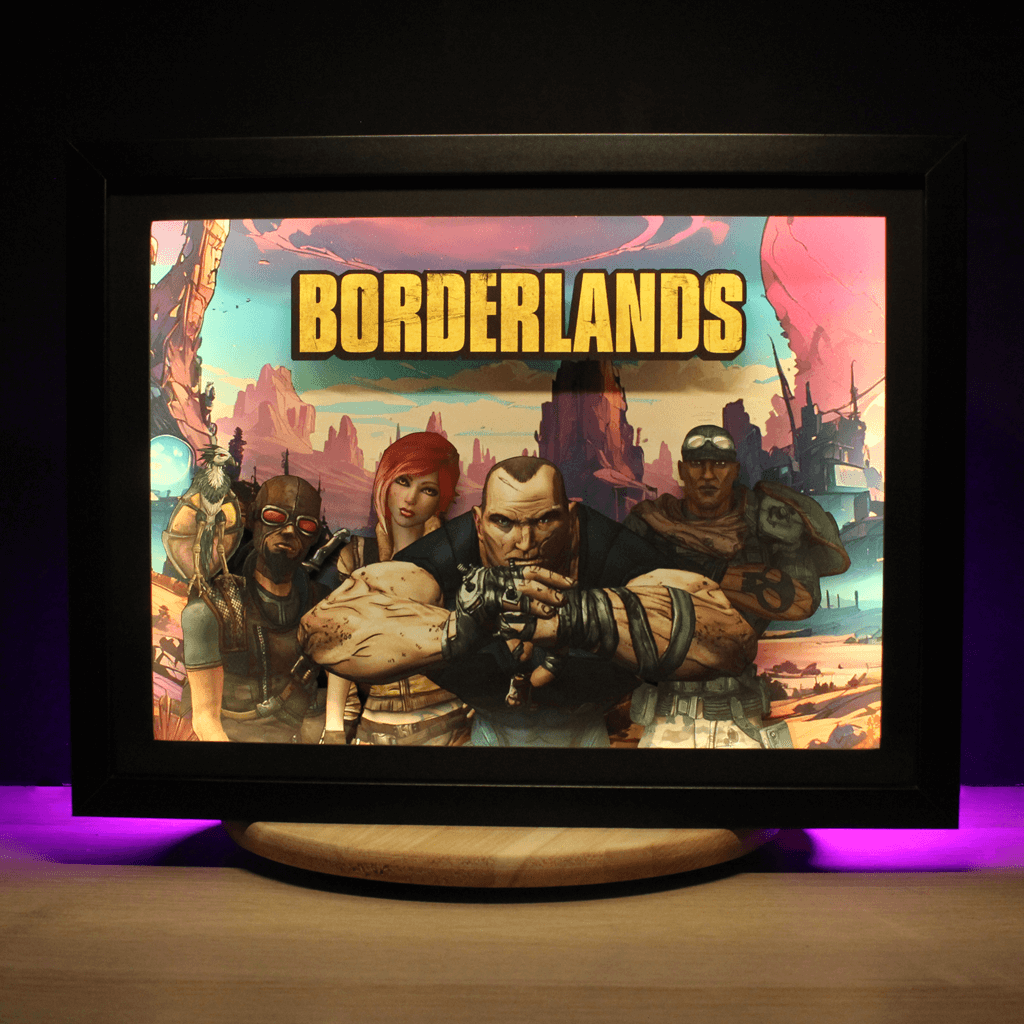 Dioramax - Cadre lumineux LED Borderlands | Déco Gaming-room | Tableau lumineux | Affiche jeux vidéo | Idée cadeau gamer | Retro-gaming