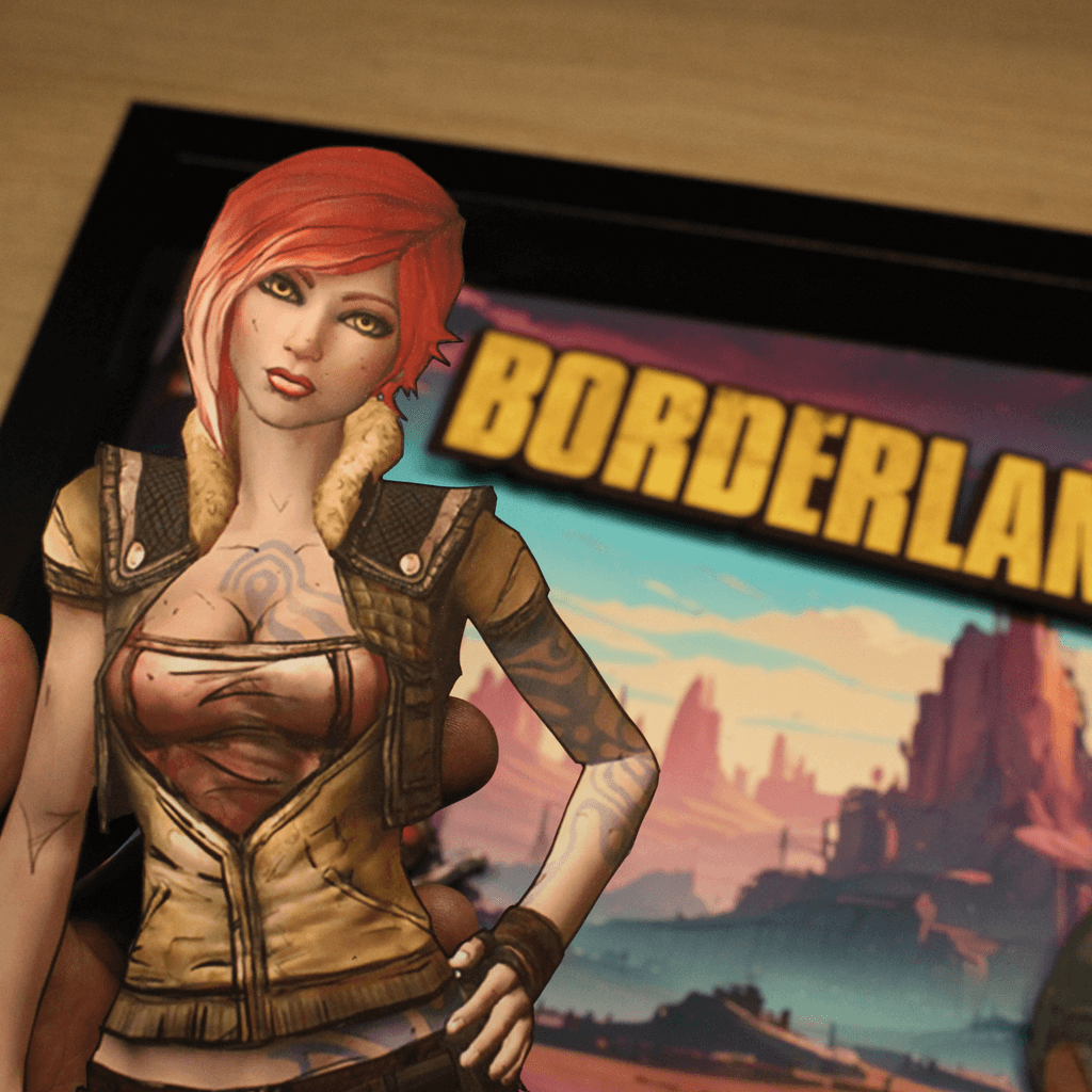 Dioramax - Cadre lumineux LED Borderlands | Déco Gaming-room | Tableau lumineux | Affiche jeux vidéo | Idée cadeau gamer | Retro-gaming