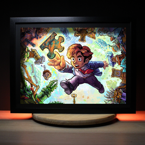 Dioramax - Cadre lumineux LED Braid | Déco Gaming-room | Tableau lumineux | Affiche jeux vidéo | Idée cadeau gamer | Retro-gaming