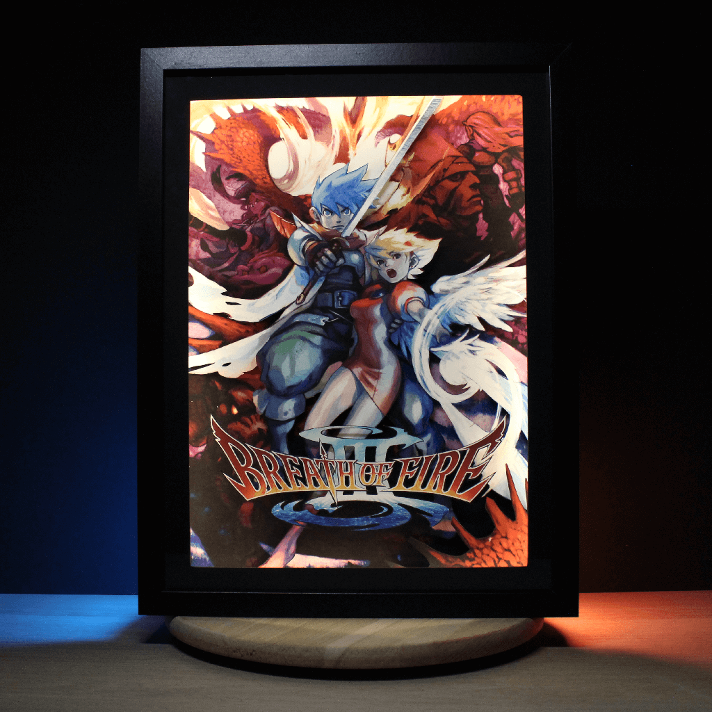 Dioramax - Cadre lumineux LED Breath of fire 3 | Déco Gaming-room | Tableau lumineux | Affiche jeux vidéo | Idée cadeau gamer | Retro-gaming