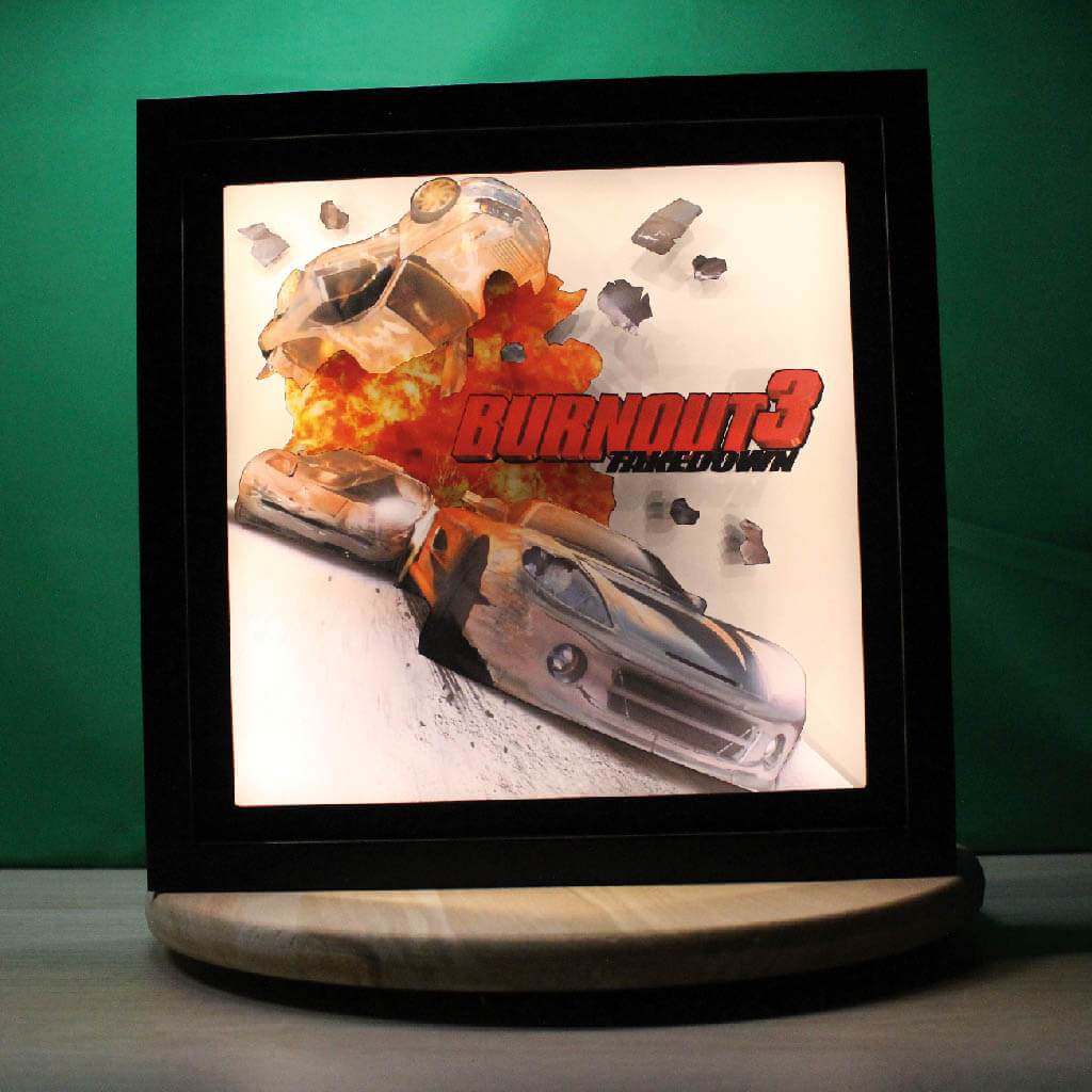 Dioramax - Cadre lumineux LED Burnout | Déco Gaming-room | Tableau lumineux | Affiche jeux vidéo | Idée cadeau gamer | Retro-gaming