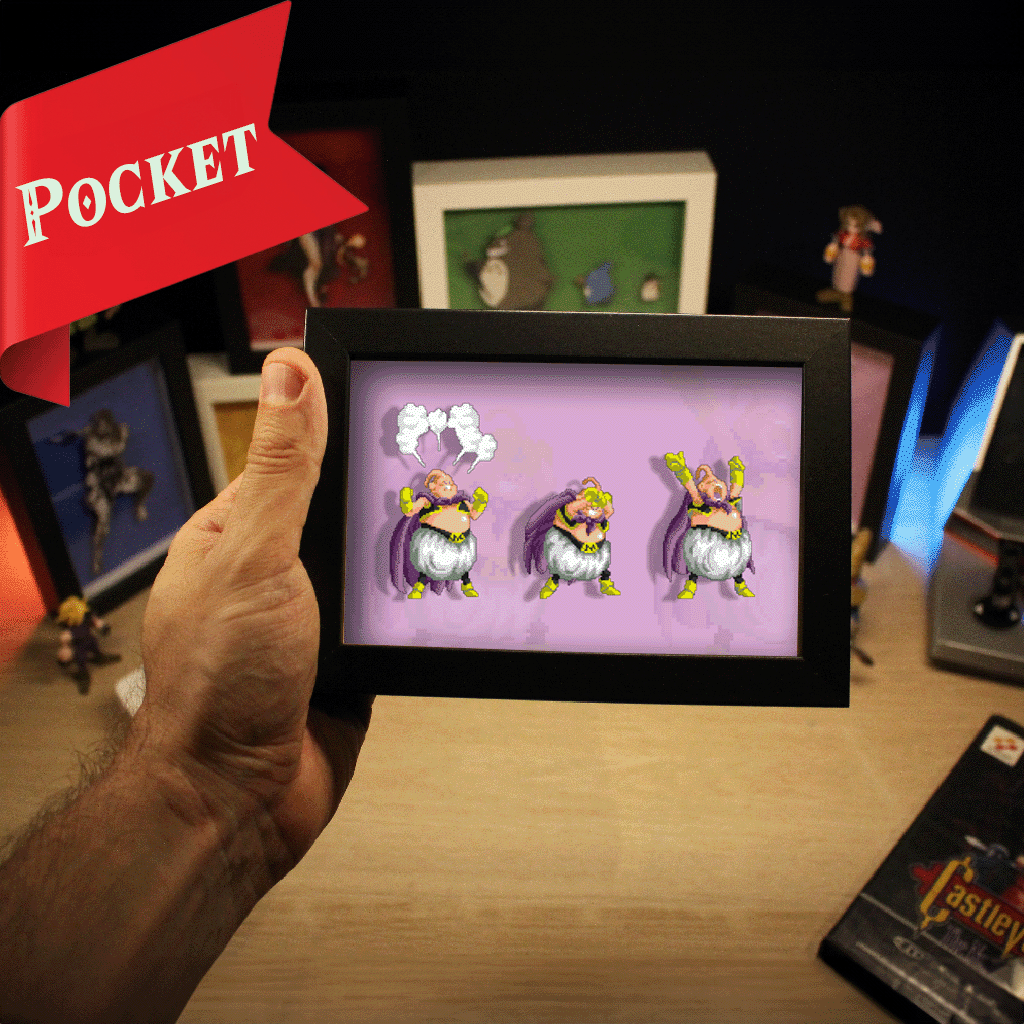 Dioramax - Cadre lumineux Buu| Déco Gamingroom | Tableau Buu/Affiche jeux vidéo | Idée cadeau 