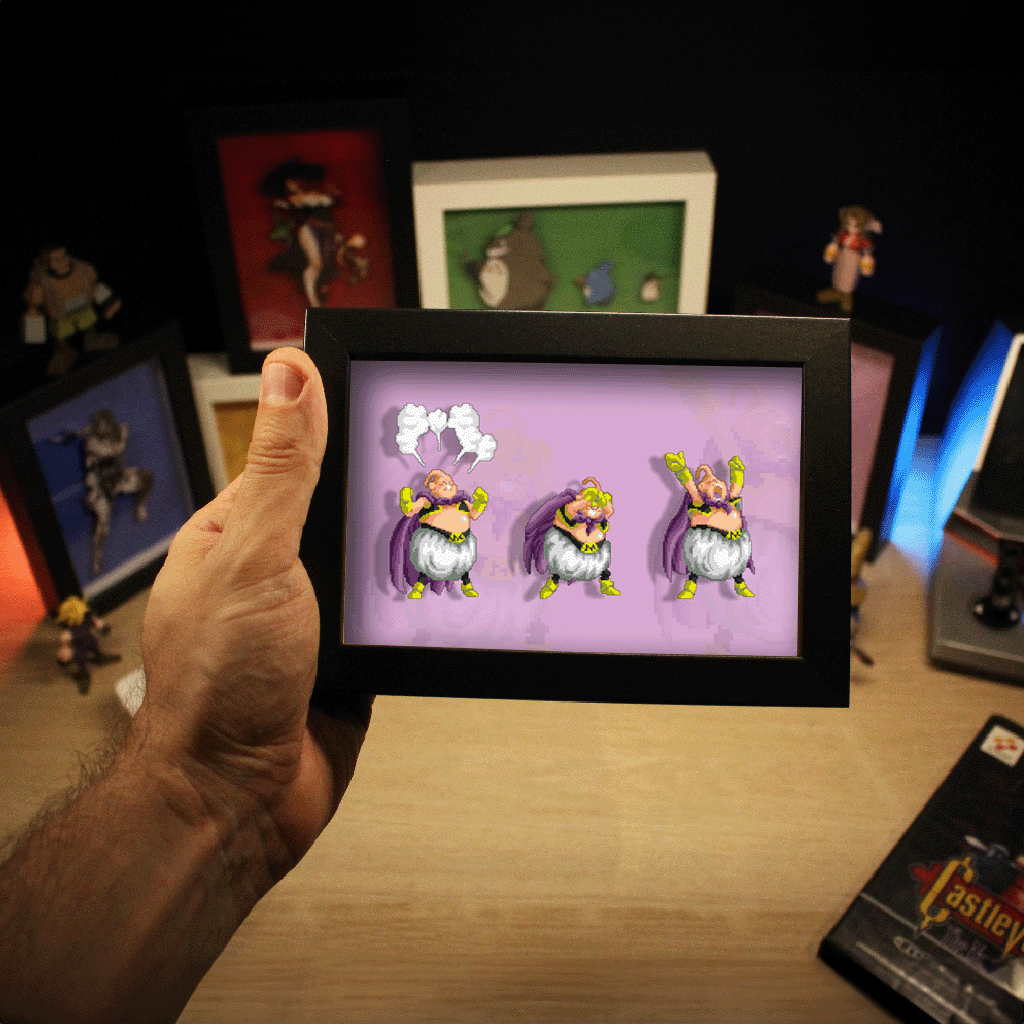 Dioramax - Cadre lumineux Buu| Déco Gamingroom | Tableau Buu/Affiche jeux vidéo | Idée cadeau 