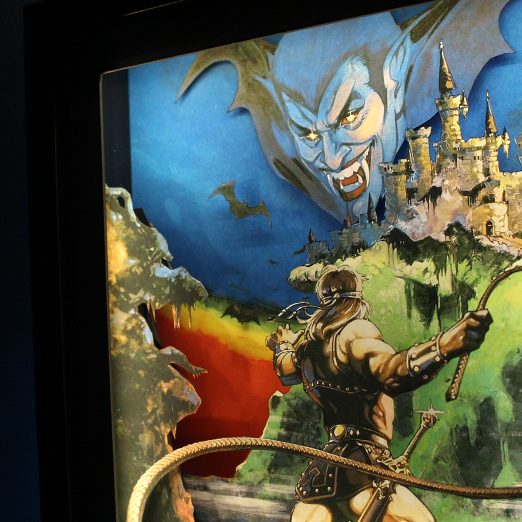 Dioramax - Cadre lumineux LED Castlevania | Déco Gaming-room | Tableau lumineux | Affiche jeux vidéo | Idée cadeau gamer | Retro-gaming