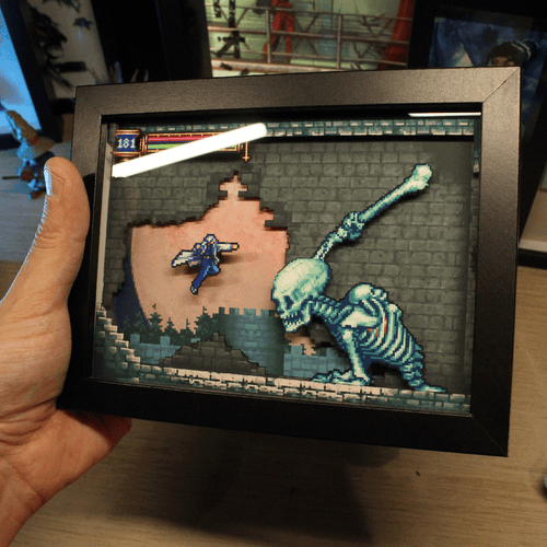 Dioramax - Cadre lumineux LED Castlevania | Déco Gaming-room | Tableau Final Fantasy VII | Affiche jeux vidéo | Idée cadeau gamer | Retro-gaming