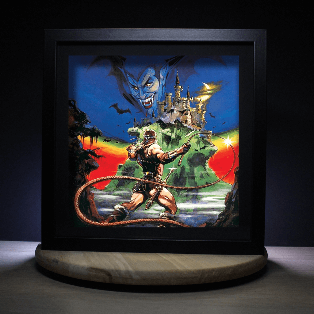 Dioramax - Cadre lumineux LED Castlevania | Déco Gaming-room | Tableau lumineux | Affiche jeux vidéo | Idée cadeau gamer | Retro-gaming