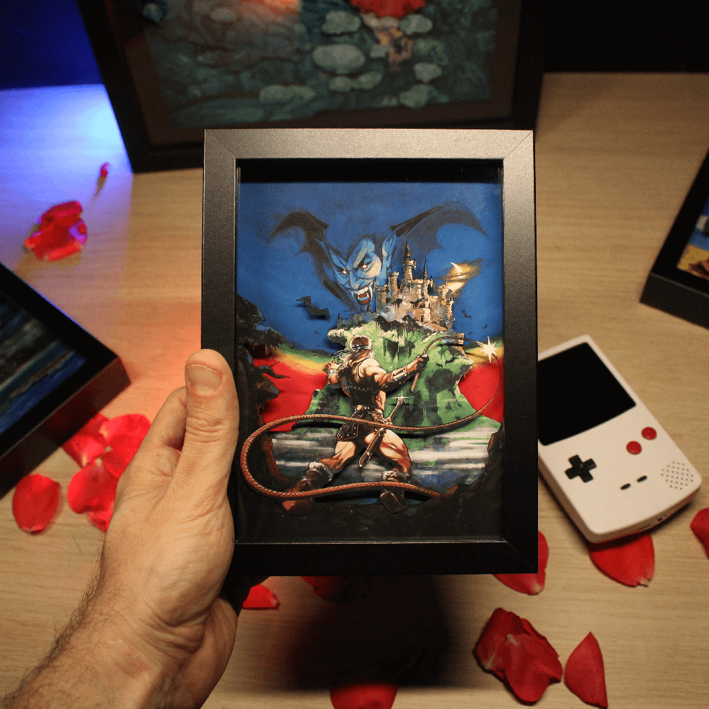 Dioramax - Cadre lumineux LED Castlevania | Déco Gaming-room | Tableau lumineux | Affiche jeux vidéo | Idée cadeau gamer | Retro-gaming