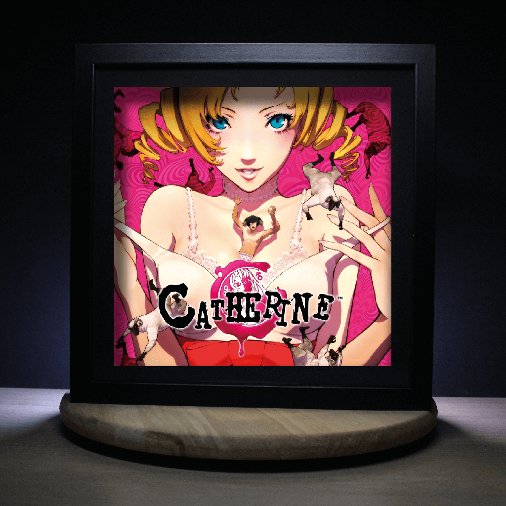 Dioramax - Cadre lumineux LED Catherine | Déco Gaming-room | Tableau lumineux | Affiche jeux vidéo | Idée cadeau gamer | Retro-gaming