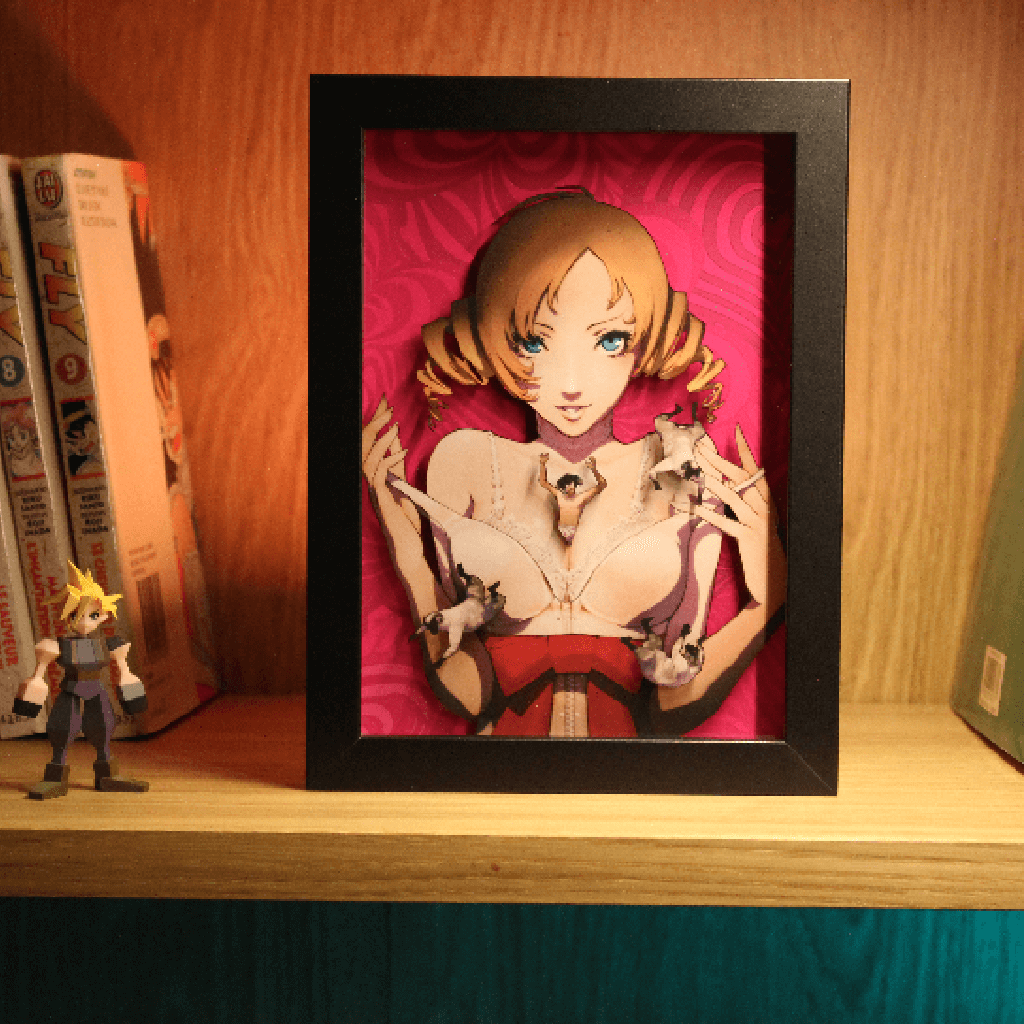 Dioramax - Cadre lumineux LED Catherine | Déco Gaming-room | Tableau lumineux | Affiche jeux vidéo | Idée cadeau gamer | Retro-gaming