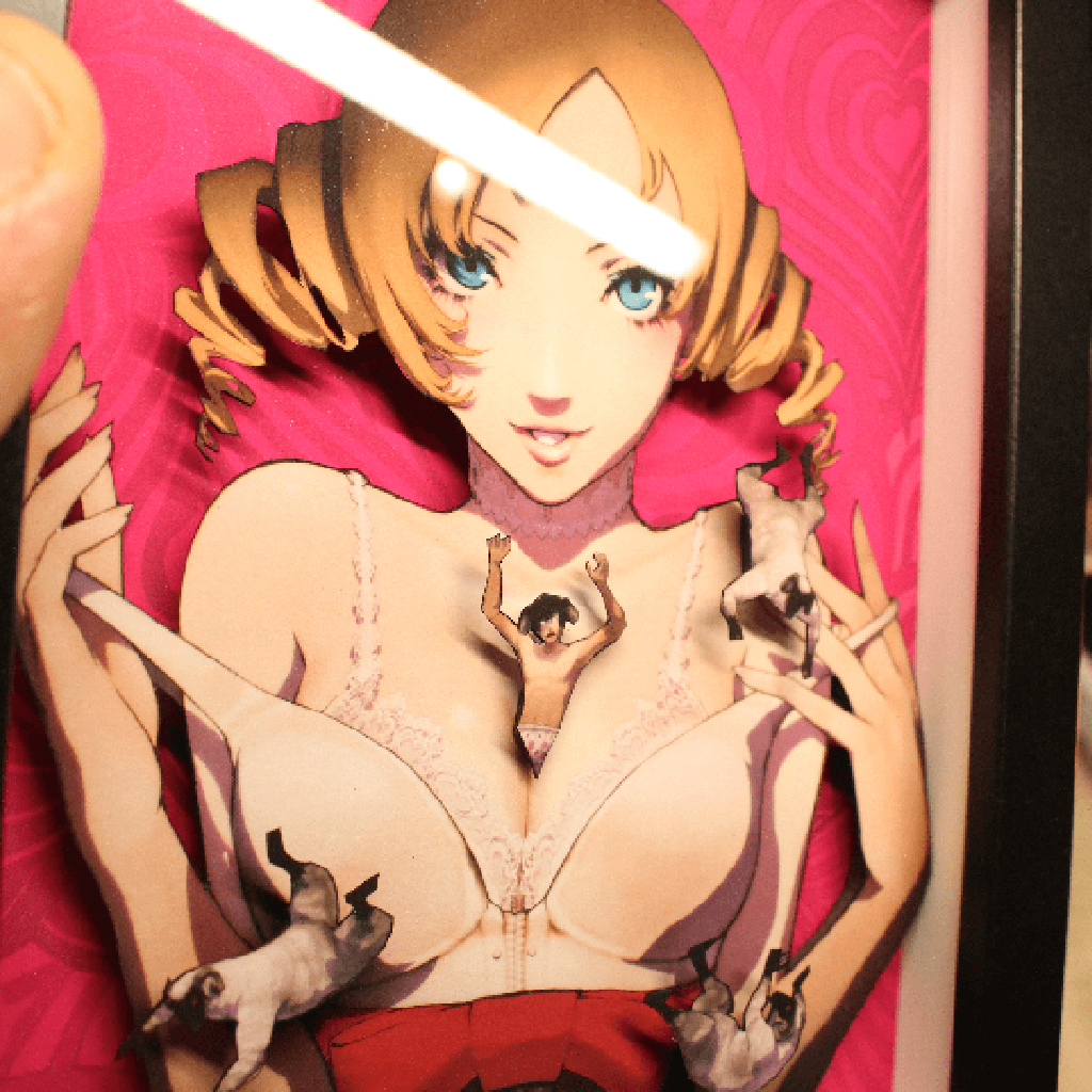 Dioramax - Cadre lumineux LED Catherine | Déco Gaming-room | Tableau lumineux | Affiche jeux vidéo | Idée cadeau gamer | Retro-gaming