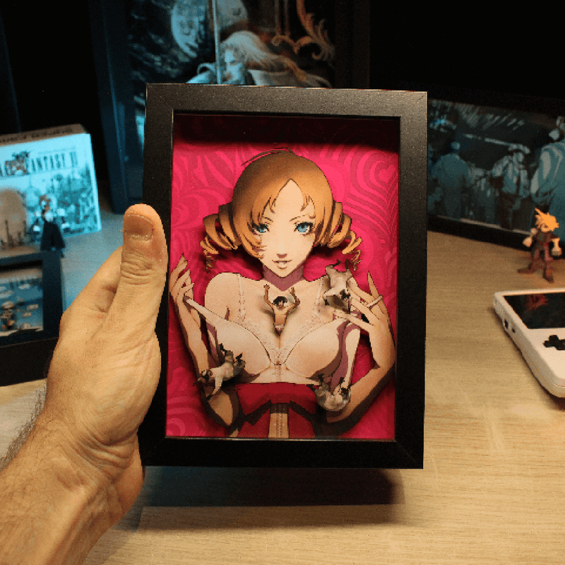 Dioramax - Cadre lumineux LED Catherine | Déco Gaming-room | Tableau lumineux | Affiche jeux vidéo | Idée cadeau gamer | Retro-gaming