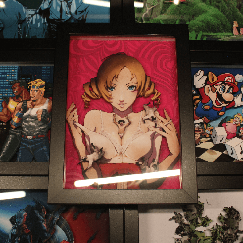 Dioramax - Cadre lumineux LED Catherine | Déco Gaming-room | Tableau lumineux | Affiche jeux vidéo | Idée cadeau gamer | Retro-gaming
