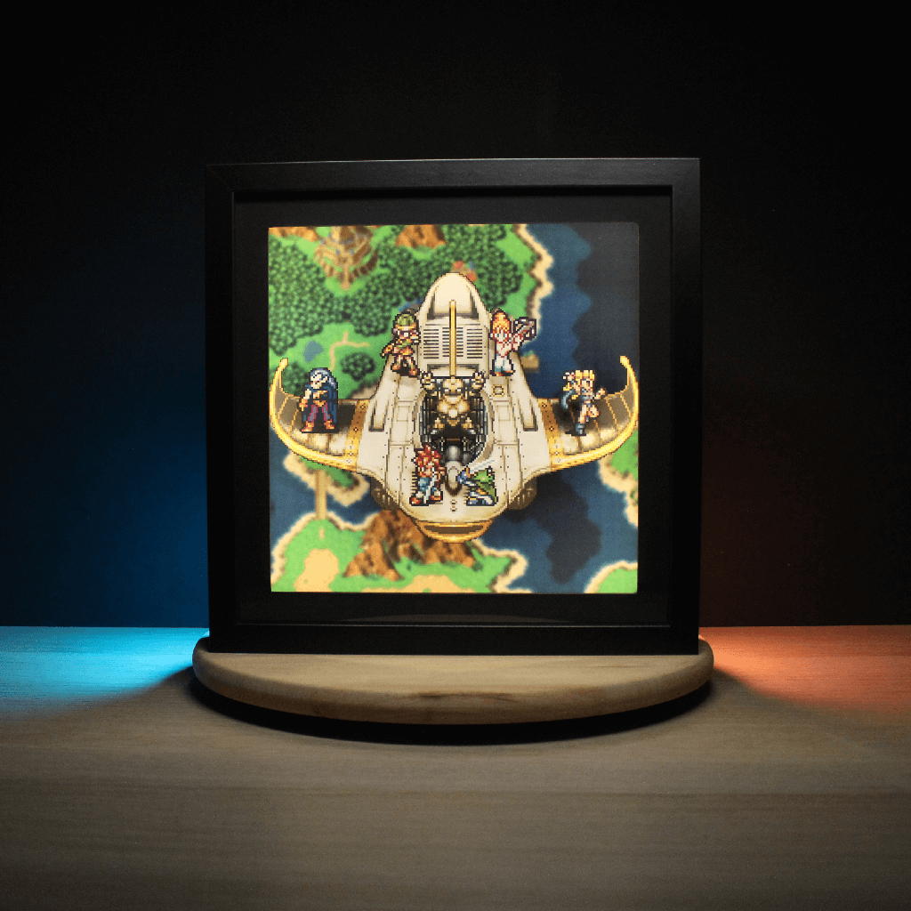 Dioramax - Cadre lumineux LED Chrono Trigger EpoCh | Déco Gaming-room | Tableau lumineux | Affiche jeux vidéo | Idée cadeau gamer | Retro-gaming