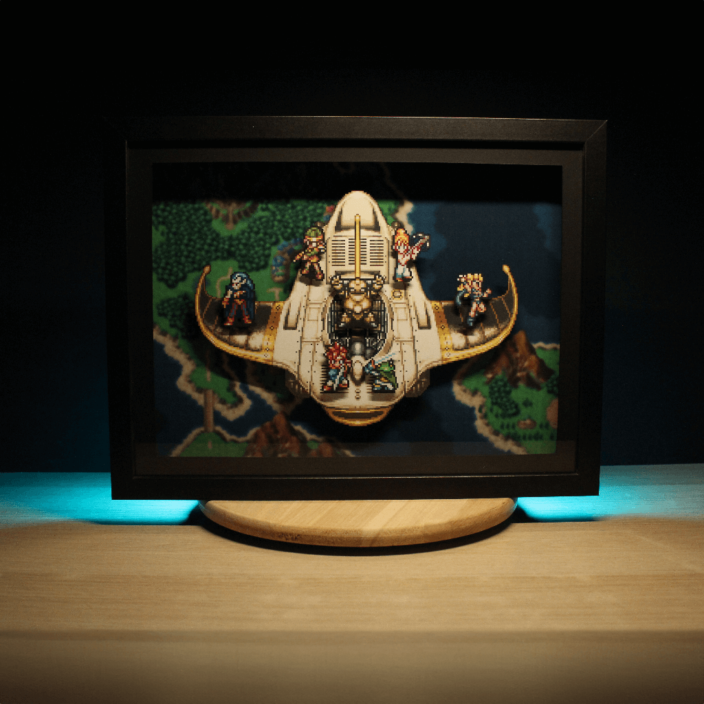 Dioramax - Cadre lumineux LED Chrono Trigger EpoCh | Déco Gaming-room | Tableau lumineux | Affiche jeux vidéo | Idée cadeau gamer | Retro-gaming