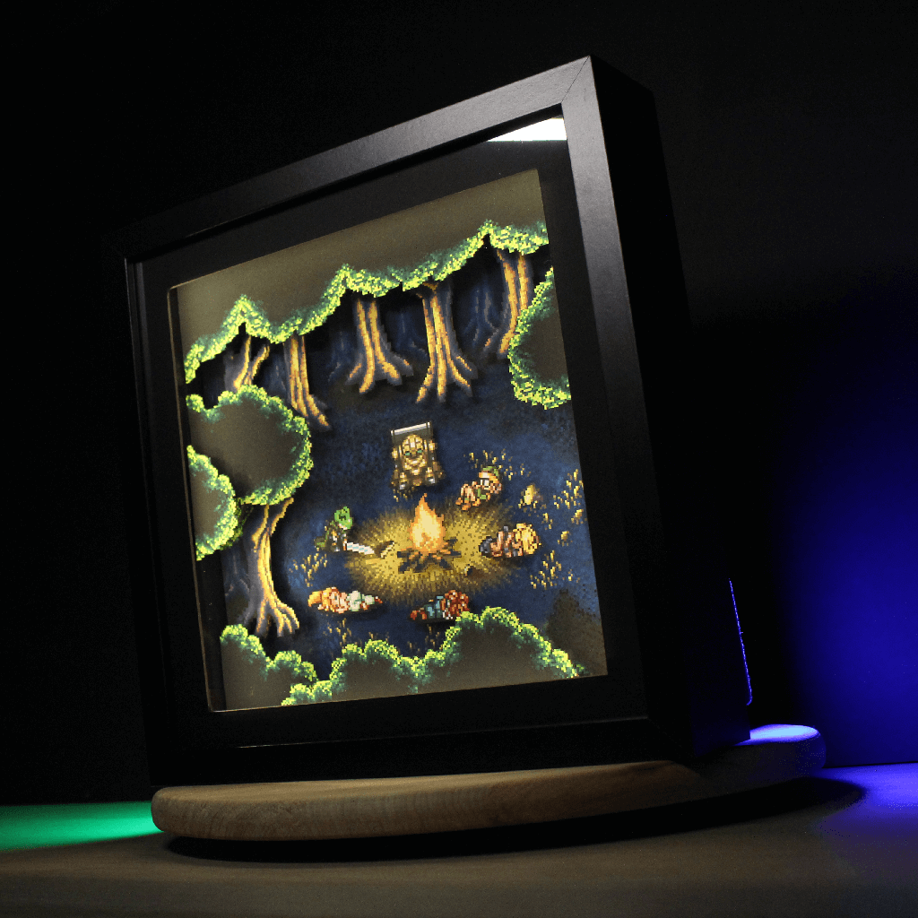 Dioramax - Cadre lumineux LED Chrono Trigger | Déco Gaming-room | Tableau lumineux | Affiche jeux vidéo | Idée cadeau gamer | Retro-gaming
