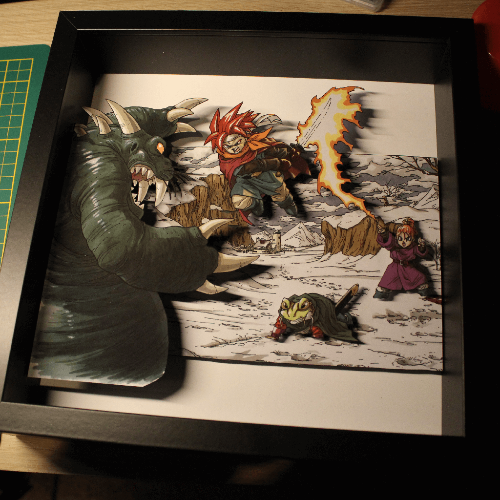 Dioramax - Cadre lumineux LED Chrono Trigger | Déco Gaming-room | Tableau lumineux | Affiche jeux vidéo | Idée cadeau gamer | Retro-gaming