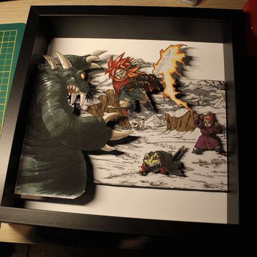 Dioramax - Cadre lumineux LED Chrono Trigger | Déco Gaming-room | Tableau lumineux | Affiche jeux vidéo | Idée cadeau gamer | Retro-gaming