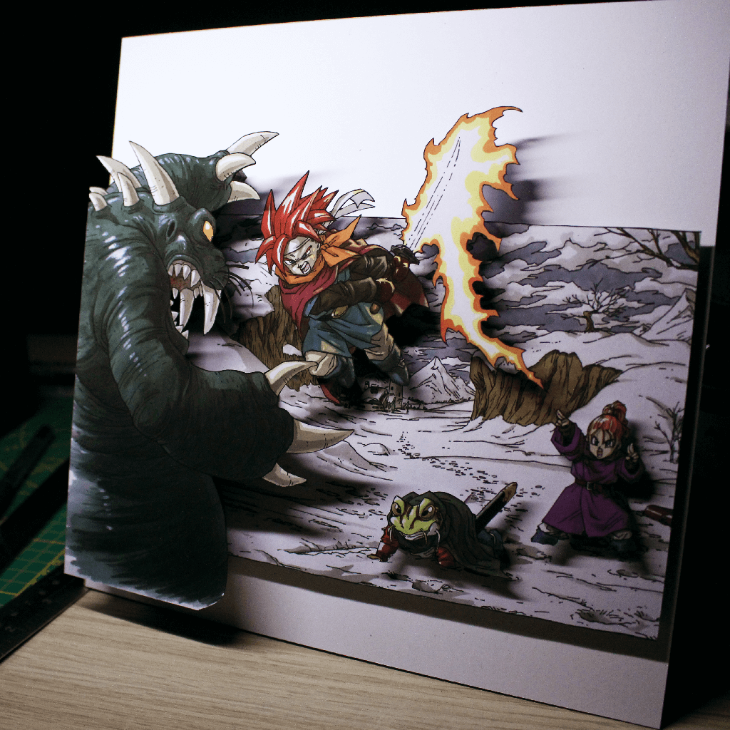 Dioramax - Cadre lumineux LED Chrono Trigger | Déco Gaming-room | Tableau lumineux | Affiche jeux vidéo | Idée cadeau gamer | Retro-gaming